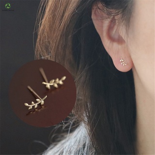 【Aotuo】ต่างหูสตั๊ดจี้รูปใบมะกอกเครื่องประดับสตรี S925