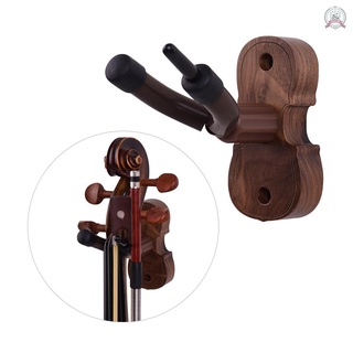 Wall Mount Violin Fiddle Viola Hanger Hook Keeper with Bow Holder Rubber Cushion Wood Base