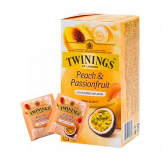 Twinings Peach &amp; Passion Fruit Tea 2g. x 25 ทไวนิงส์ พีชและเสาวรส ชาอังกฤษ 2กรัม x 25/1 กล่อง