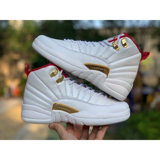 รองเท้าบาสเก็ตบอล Air Jordan 12 XII Retro GS FIBA สีขาว สีแดง สีทอง AJ12 153265-107