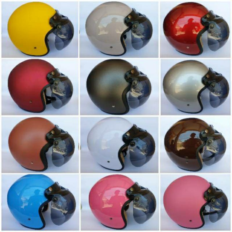 หมวกกันน็อค BOGO ย้อนยุคคอเต็มสมัยใหม่ PLUS กระจกนูน