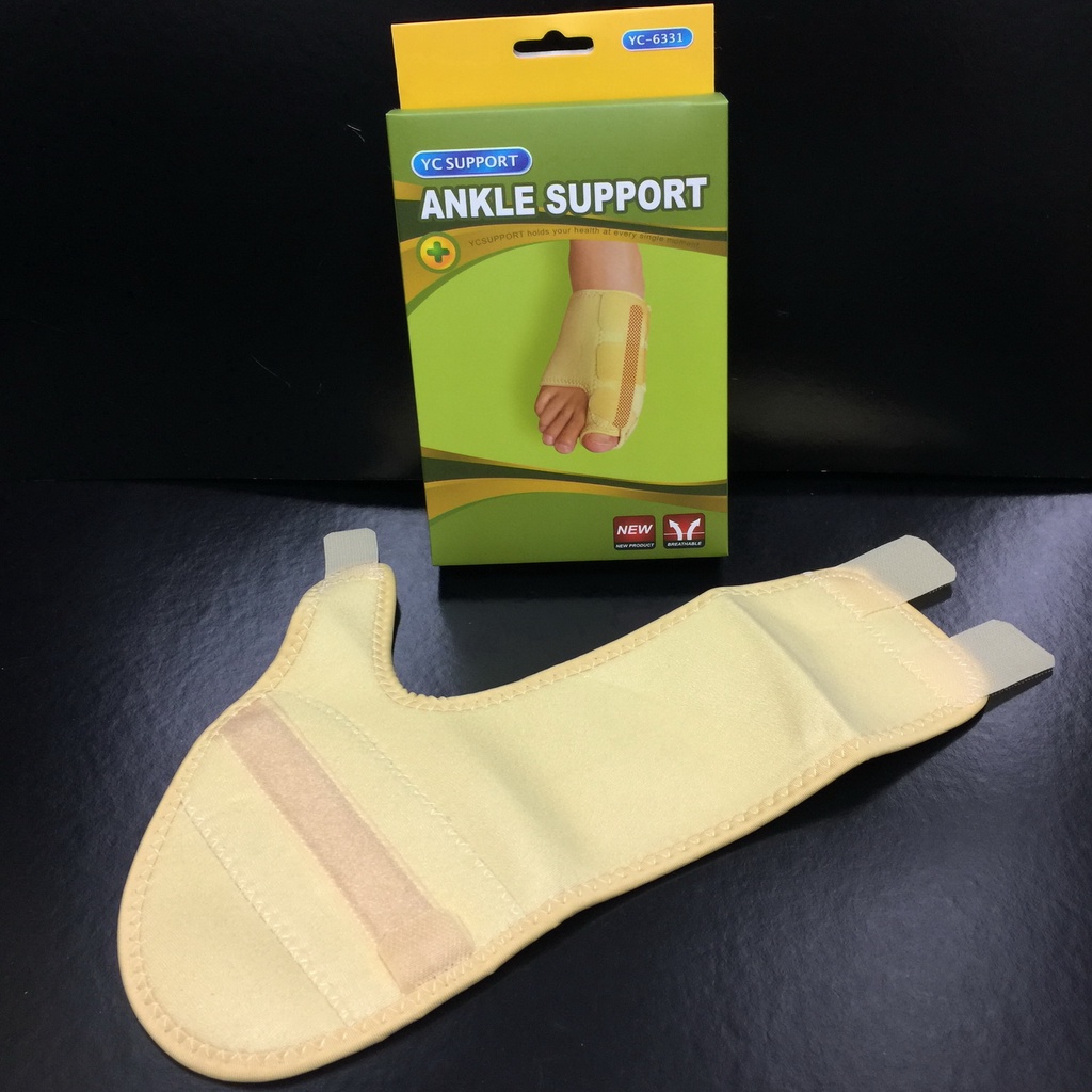 แผ่นรัดเท้าช่วยดัดนิ้วเท้าโป้งที่คดงอผิดรูปให้ตรง ลดอาการปวดนิ้ว YC ANKLE SUPPORT 6331 สีเบจ (1 ชิ้น
