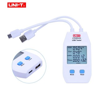 เครื่องวัดไฟฟ้า UNI-T UT658DUAL Type A + Type C Electric USB Voltage Safety Tester Voltmeter Amperemeter Charger Capaci