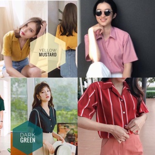 💥สินค้าใหม่💥เสื้อเชิ้ตปกฮาวาย ไสต์เกาหลี เสื้อแฟชั่น