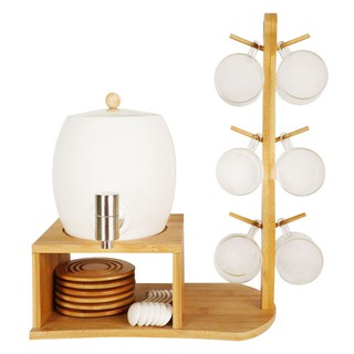 Tableware set DRINKWARE SET + GLASS + COASTER BAMBOO Tableware Kitchen equipment ชุดอุปกรณ์บนโต๊ะอาหาร ชุดถังเครื่องดื่ม