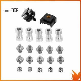 Camera Screw, 22 Pcs 1/4 Inch and 3/8 Inch Converter Threaded Screws Adapter Mount Camera Hot Shoe Mount to 1/4 Set for Camera/Tripod/ Monopod/Light Stand