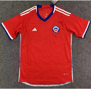 เสื้อกีฬาแขนสั้น ลายทีมชาติฟุตบอล Chile 2022 ชุดเหย้า สีแดง สําหรับผู้ชาย