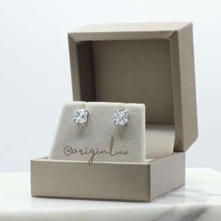 OriginLuv ต่างหู Asscher Cut 2.5 กะรัต สวยหรูเน้นๆ สวยเสมือนเพชรจริง