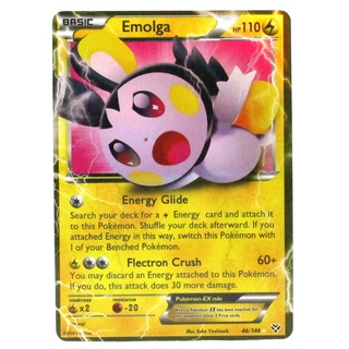 Emolga EX Card เอมอนกา 46/146 Pokemon Card Gold Flash Light (Glossy) ภาษาอังกฤษ