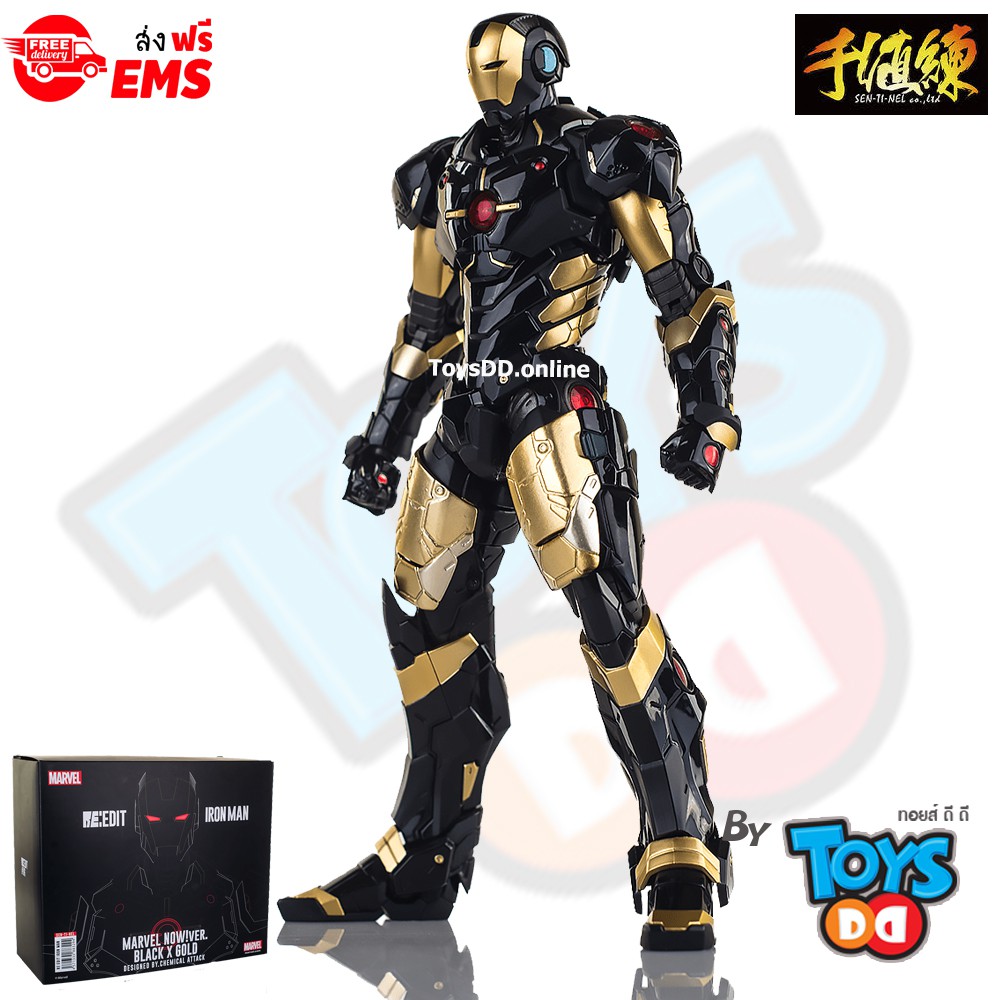black and gold iron man action figure
