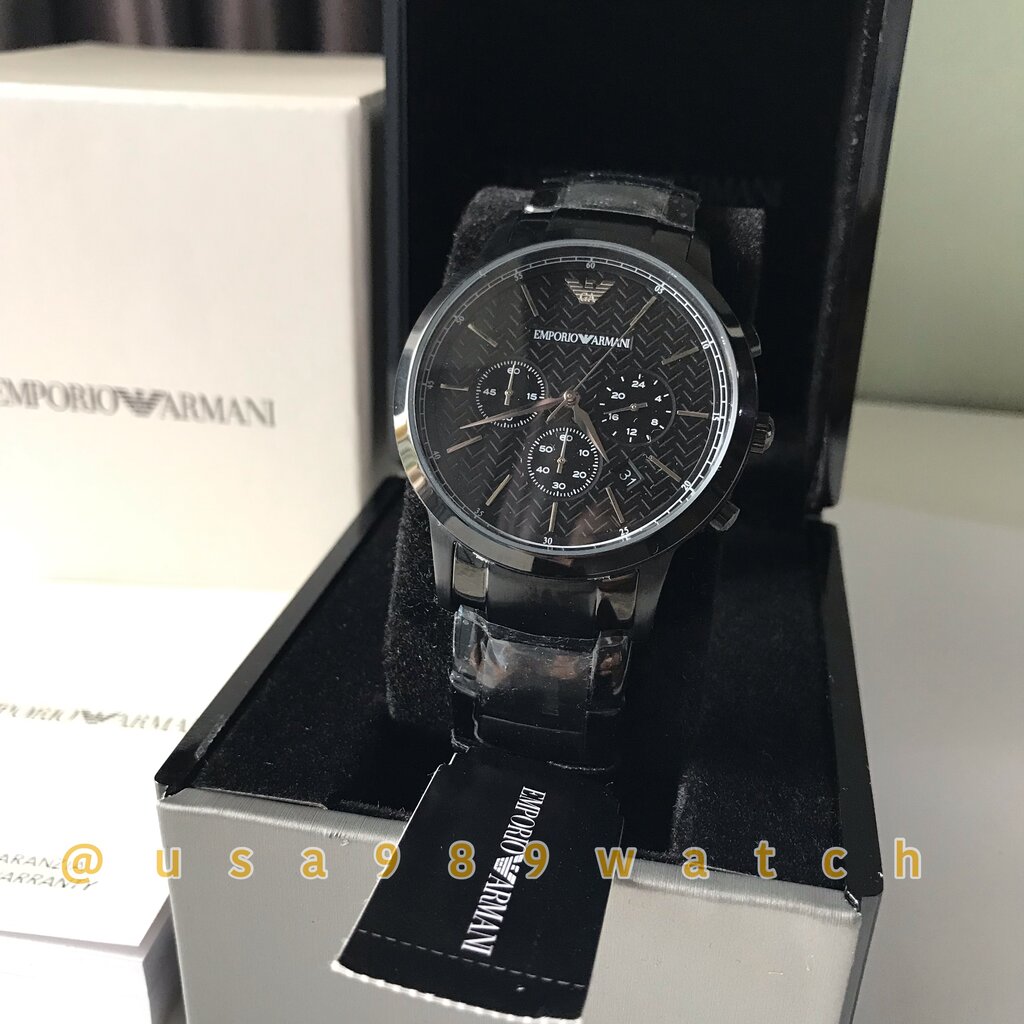 Emporio Armani 43mm Men's Quartz Watch with Black Dial Chronograph Display  and Black Stainless Steel Bracelet AR2485 | Shopee Thailand