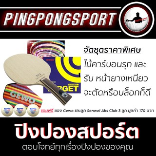 Pingpongsport ชุดไม้ปิงปองประกอบ Archer-B +ยางปิงปอง Sanwei TargetNational และ Sanwei T88-Ultraspin