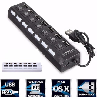 USB Hub 7 Port ความเร็วสูงพอร์ต USB 2.0 HUB สวิทช์ที่ใช้ร่วมกันสำหรับเครื่องคอมพิวเตอร์
