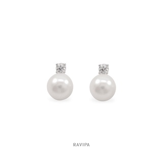 RAVIPA - Single Diamond Pearl Earring - ต่างหูมุกน้ำจืดแท้