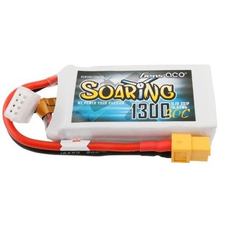 แบตลิเธียมโพลิเมอร์ยี่ห้อ Gens ace Soaring 1300mAh 11.1V 30C 3S1P Lipo Battery Pack with XT60 Plug