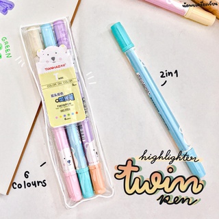 Highlighter Twin pen ปากกาเน้นข้อความ 2in1 โทนสีนีออน