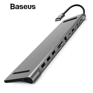 ราคาBASEUS HUB Adapter 11 in1 อะแดปเตอร์เสียง Usb C  อุปกรณ์เชื่อมต่อโน้ตบุ๊ก HDMI type C อะแดปเตอร์