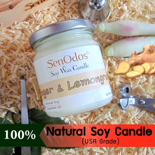 SenOdos เทียนหอม เทียนหอมอโรม่า เทียนไขถั่วเหลืองธรรมชาติ กลิ่นขิง&amp;ตะไคร้ Ginger&amp;Lemongrass Scented Soy Candle 190 g.