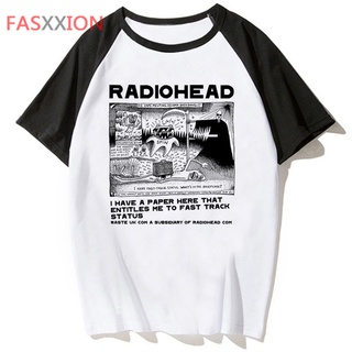 เสื้อยืดลําลอง แขนสั้น พิมพ์ลาย Radiohead สไตล์วินเทจ ฮาราจุกุ ฮาวาย แฟชั่นฤดูร้อน สําหรับผู้ชาย