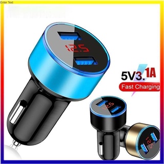 Car Charger พอร์ต USB คู่ 3.1A LCD แสดงผล ซ็อกเก็ตที่จุดบุหรี่ 12-24V Fast Charger