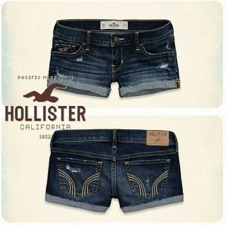 Hollister :  Dark Ripped Denim Shorts