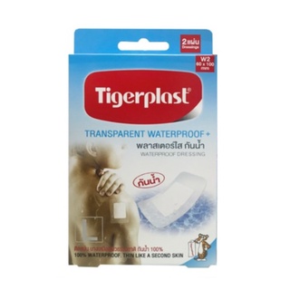 Tigerplast Transparent Waterproof W2 พลาสเตอร์ แบบใส กันน้ำ ขนาด 60 X 100 mm จำนวน 1 กล่อง บรรจุ 2 แผ่น 06899