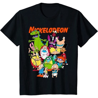 เสื้อยืดคอกลม แขนสั้น ผ้าฝ้าย พิมพ์ลายตัวอักษร Nickelodeon Group Shot All Retro 90s แฟชั่นฤดูร้อน สําหรับผู้ชาย