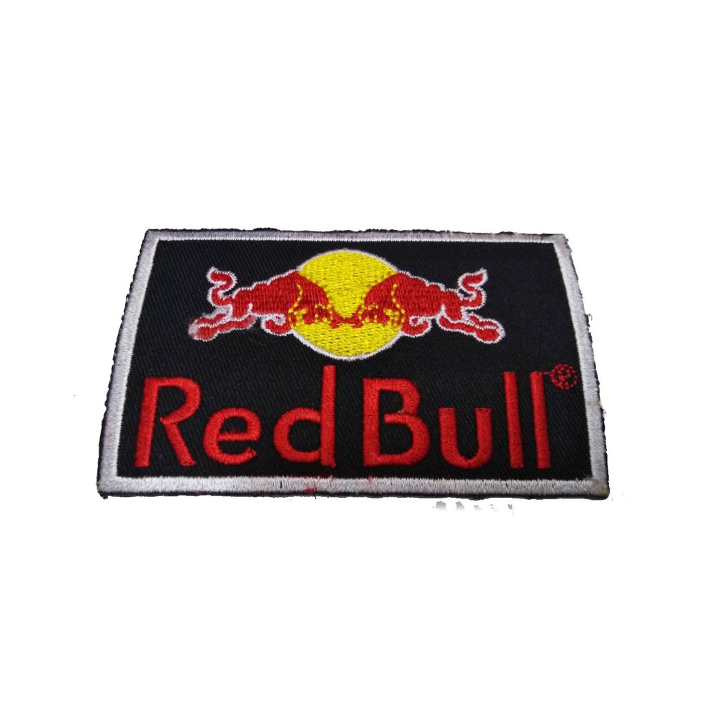 RED BULL กระทิงแดง แบบ 02 ป้ายติดเสื้อแจ็คเก็ต อาร์ม ป้าย ตัวรีดติดเสื้อ อาร์มรีด อาร์มปัก Badge Pat