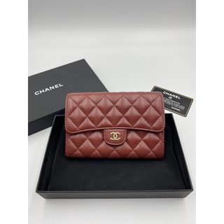 Like newwwww Chanel medium wallet trifold Hl25 red glitter caviar ghw