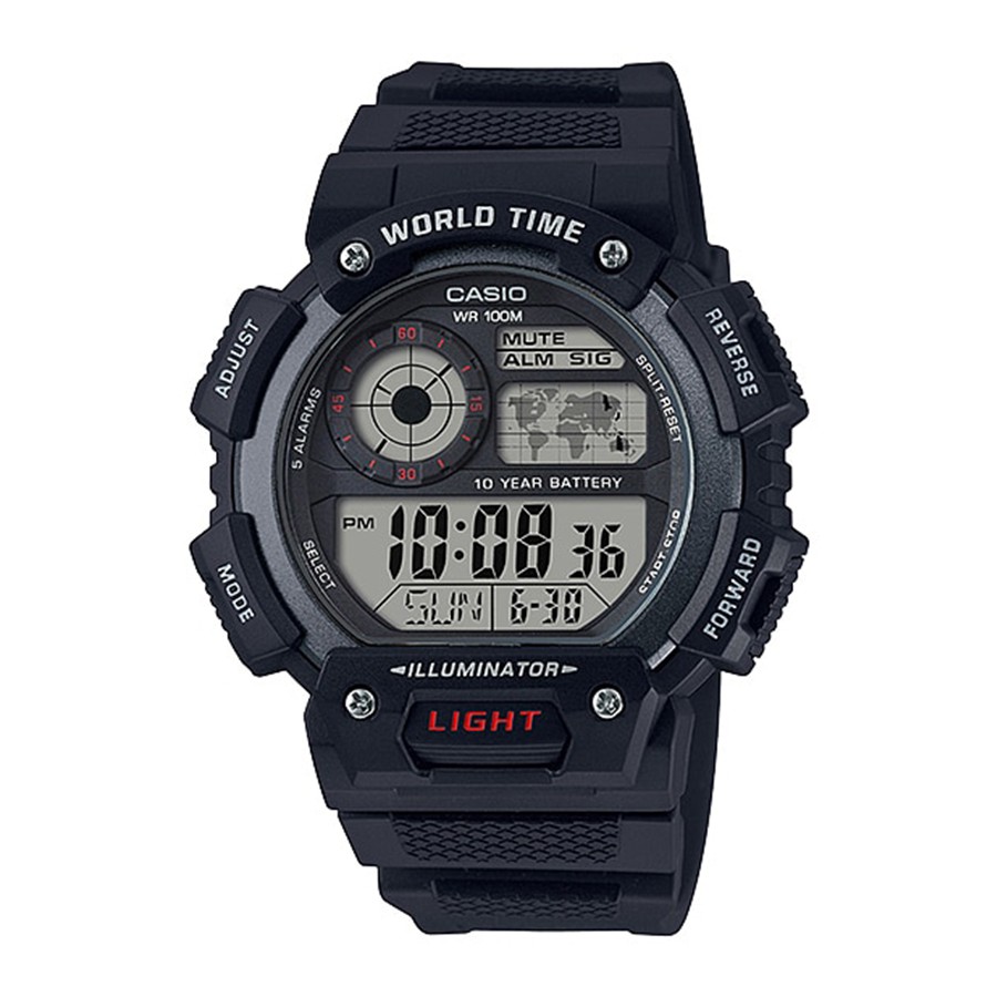 Casio Standard นาฬิกาข้อมือผู้ชาย สายเรซิน รุ่น AE-1400,AE-1400WH,AE-1400WH-1A - สีดำ