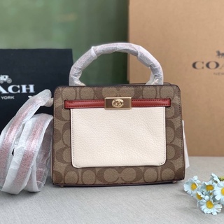 พร้อมส่ง แท้ 💯% coach Coach Mini Lane Top Handle In Colorblock Signature Canvas