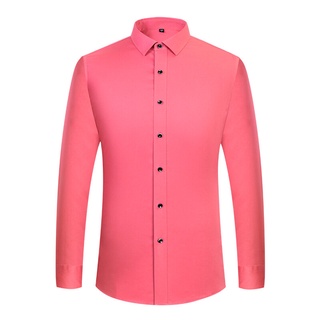 KINGMAN Original business dress shirt mens Rose red เสื้อเชิ้ตสั่งตัด เสื้อเชิ้ตแขนยาว เสื้อเชิ้ตคอปก