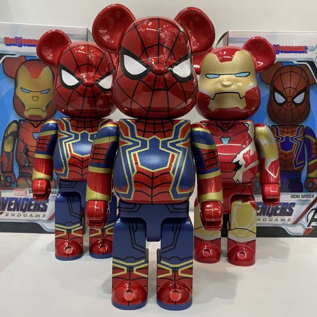 Bearbrick ตุ๊กตาหมี Spiderman Iron Man 400% ของขวัญวันหยุด สําหรับประดับ โรงรถ