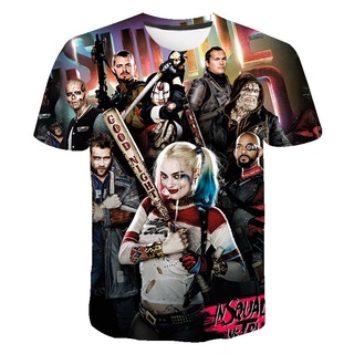 เสื้อยืดแขนสั้นลําลอง พิมพ์ลาย Harley Quinn 3 มิติ สไตล์สตรีท สําหรับผู้ชาย และผู้หญิง