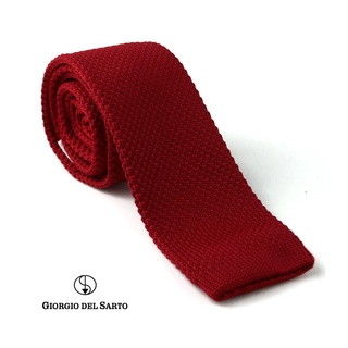 Giorgio Del Sarto Knitted Necktie Red with Fabric Texture เนคไทไหมพรมสีแดงมีเท็กเจอร์