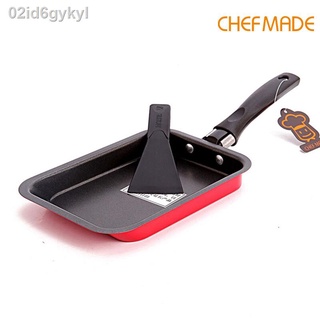 ⊕CHEFMADE Japanese Omelette Pan with Spatula Non-Stick Omelet Pan Tamagoyaki Egg Pan Mini Frying Pan WK3003-1