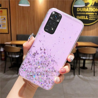 2022 New เคสโทรศัพท์ Xiaomi Redmi Note 11 4G 11s Note11 Pro 5G Global Version Fashion TPU Silicone Simple Shiny Transparent Cover Note11Pro เคส Starry Sky Soft Case