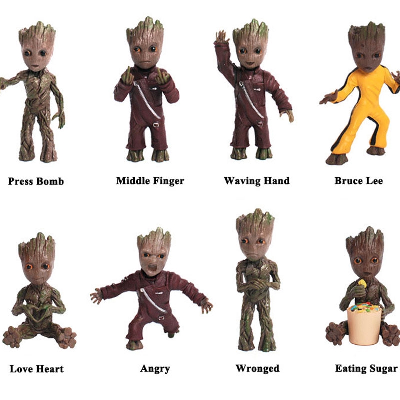 เด็กน่ารัก Groot Tree Man Guardians Of The Galaxy 2 Man Figuras Brinquedos พวงกุญแจกระเป๋าจี้ตุ๊กตา 