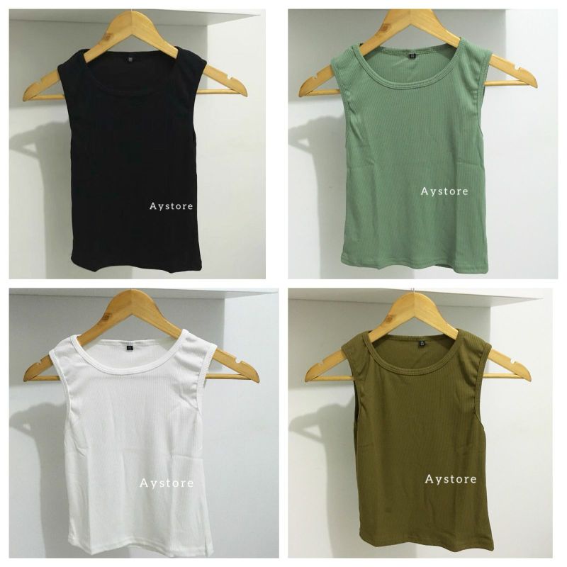 LONG TANKTOP RIB RIBBED TANK TOP ไม่ใช่ CROP TANKTOP JADE