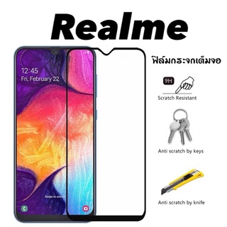 ฟิล์มกระจกเต็มจอ ดำ Realme 5 5s 5i 6i 7 7i 5G 7Pro C1 C2 C3 C11 C12 C15 C17 Narzo 30A C25