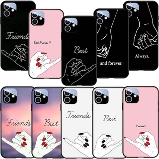 เคสโทรศัพท์ซิลิโคน TPU แบบนิ่ม ลาย SL6 best sisters and best friend สีดํา สําหรับ iPhone 11 14 Plus 14 Pro Max