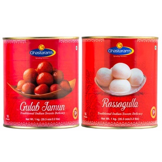 Rasgulla &amp; Gulab jamun Set Tin -  (Ghasitarams) กุหลาบจามุน &amp; รัซกุลล่า 🇮🇳.