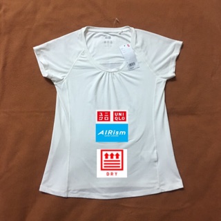 เสื้อยืด Uniqlo Size S Airism คอจับจีบ มือ1 ผู้หญิง สีขาว