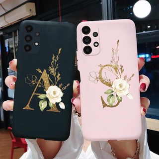 เคสโทรศัพท์มือถือ TPU นิ่ม กันกระแทก พิมพ์ลายตัวอักษรน่ารัก สีดํา สีชมพู สําหรับ Samsung Galaxy A13 A13 4G SM-A135F