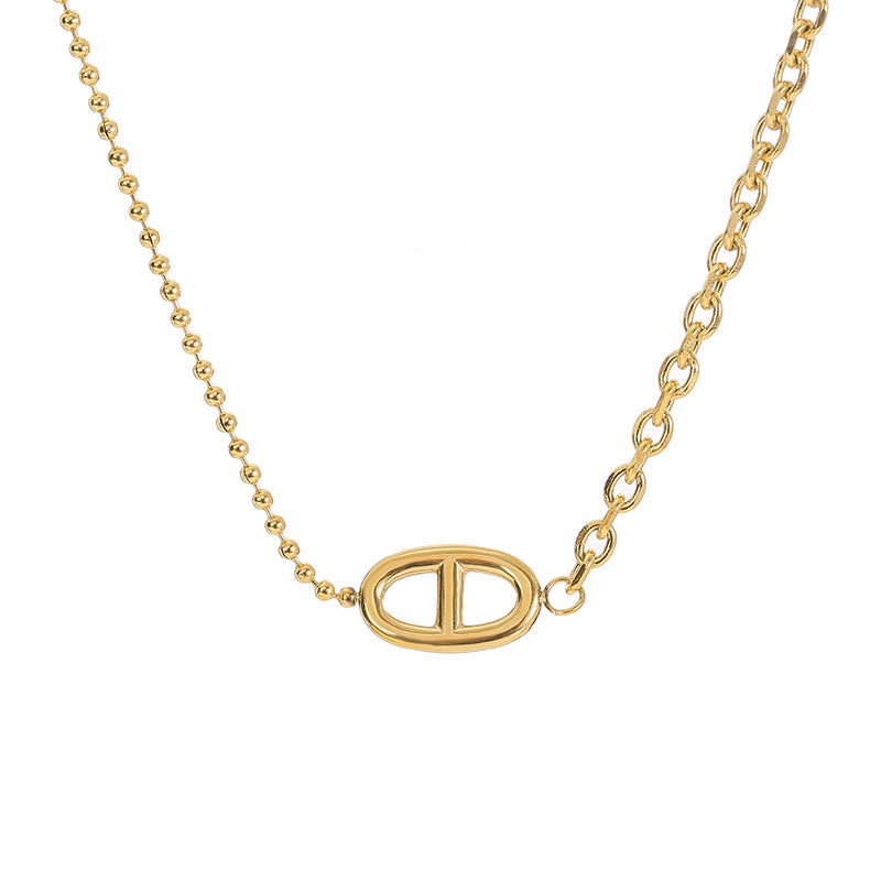 เครื่องประดับ สร้อยคอโซ่ เหล็กไทเทเนียม ทอง 18K จี้จมูกหมู อเนกประสงค์ แบบเรียบง่าย สําหรับผู้หญิง  ของขวัญ