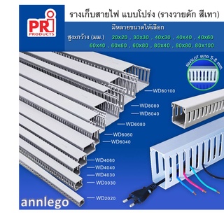 รางเก็บสายไฟ แบบโปร่ง หรือรางเก็บสายไฟ วายดัก ยี่ห้อ PRI รุ่น WD  ยาว1 เมตร