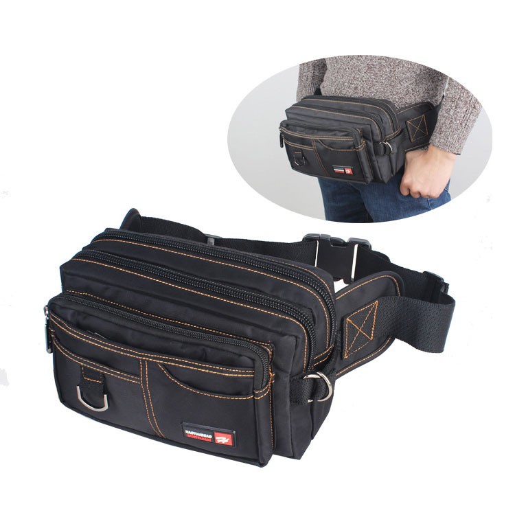 ใหม่ผู้ชายมัลติฟังก์ชั่ผ้าใบกีฬากลางแจ้งเอวกระเป๋าหน้าอก