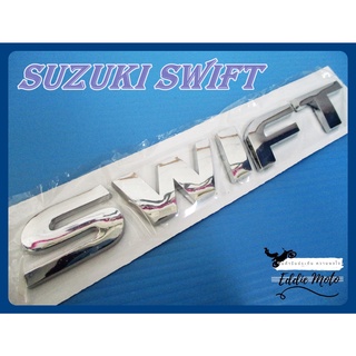 SUZUKI SWIFT EMBLEM BADGE LOGO STICKER "CHROME" size 15.5x2 cm.  // โลโก้ ข้อความ SWIFT สีโครเมี่ยม พร้อมกาวติด