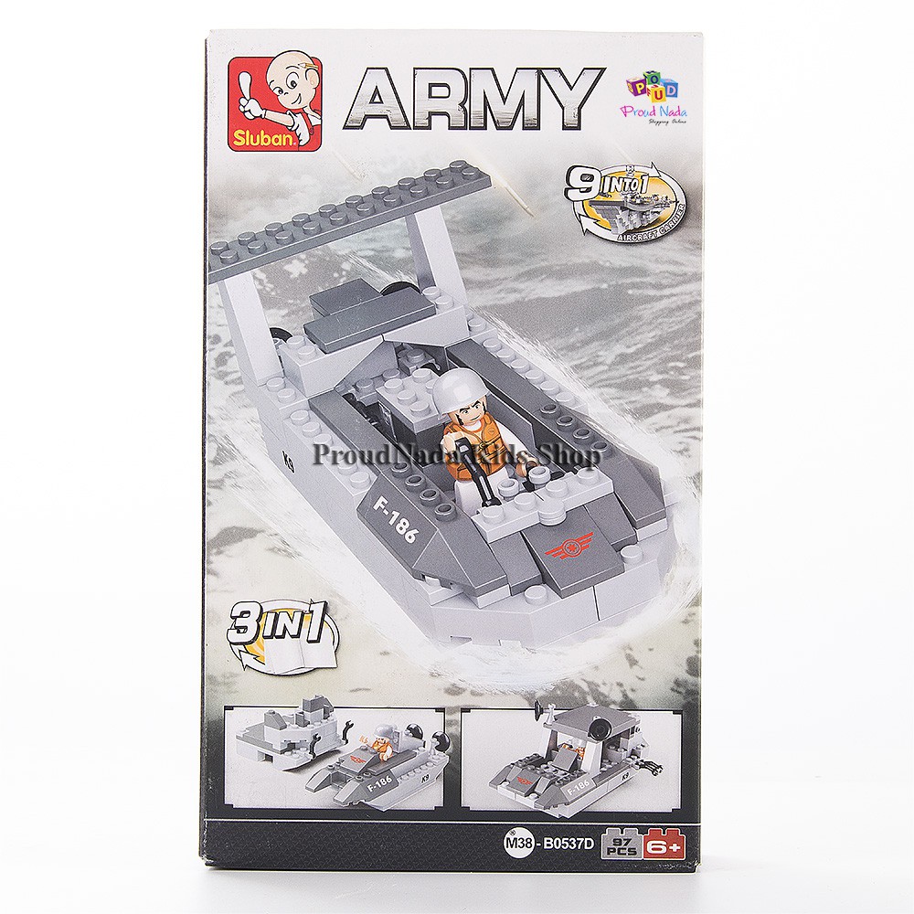 ProudNada Toys ของเล่นเด็กชุดตัวต่อทหาร Sluban ARMY 97 PCS B0537D