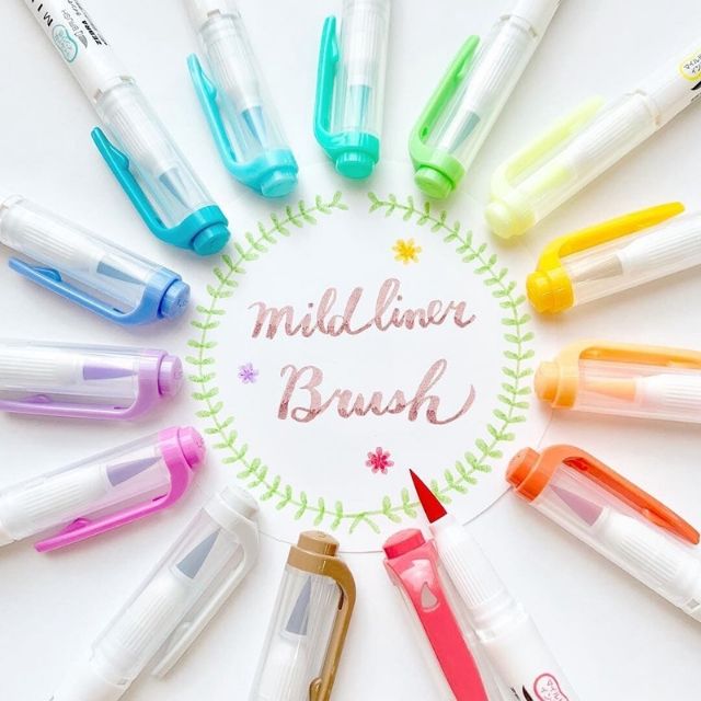 ปากกาพู่กัน Mildliner Brush 2 หัว มีทั้งหมด 15 สี